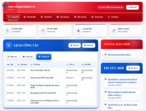 Giao diện phần mềm VPDU Digital hỗ trợ quản lý văn bản và điều hành công việc trực tuyến