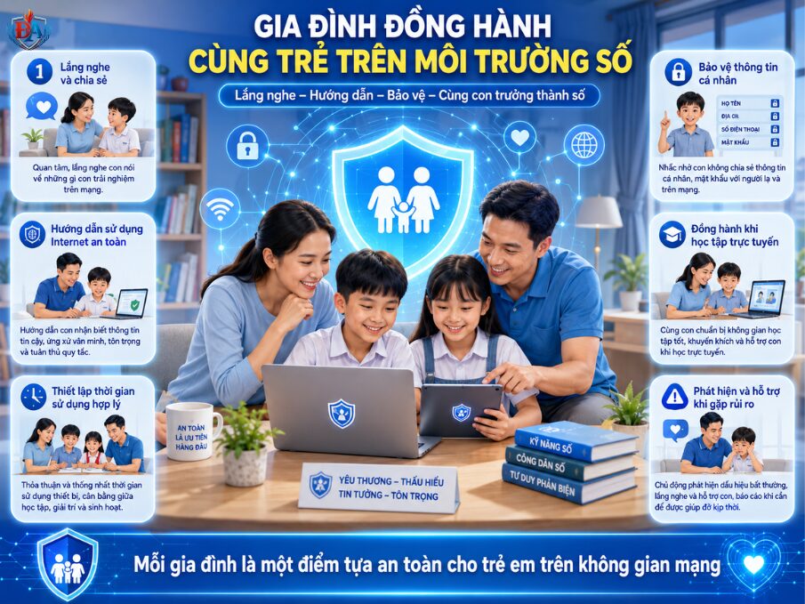 Gia đình đồng hành cùng trẻ trên môi trường số