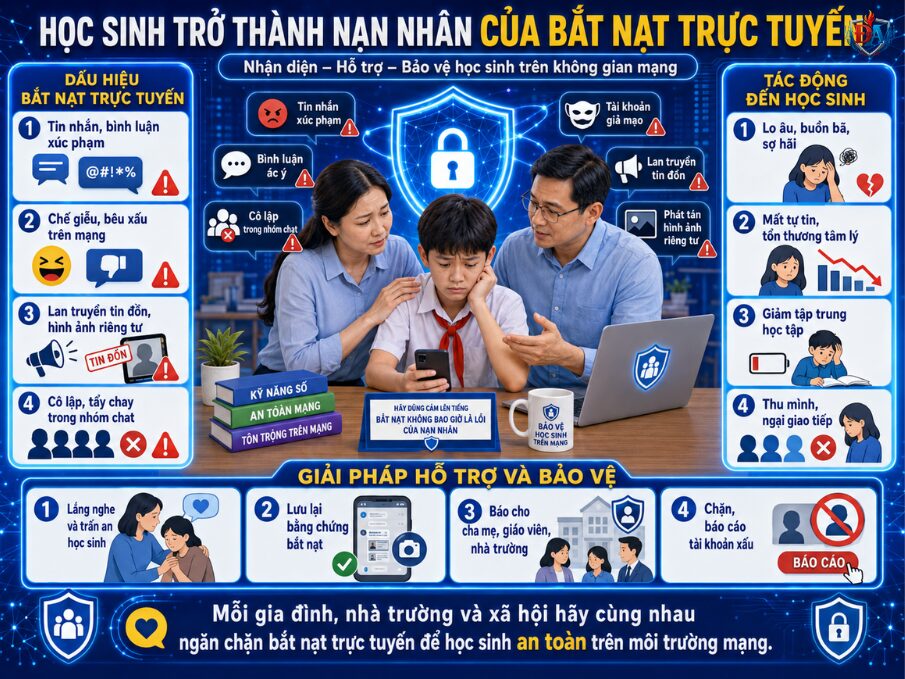 Học sinh trở thành nạn nhân của bắt nạt trực tuyến