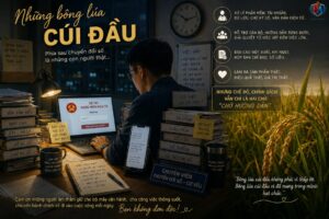 Hình ảnh minh họa bài viết “Những bông lúa cúi đầu”, gợi mở thông điệp về sự khiêm nhường, bản lĩnh và giá trị sống từ triết lý bông lúa chín cúi đầu.